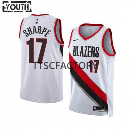 Maglia NBA Portland Trail Blazers Shaedon Sharpe 17 Nike 2022-23 Association Edition Bianco Swingman - Bambino